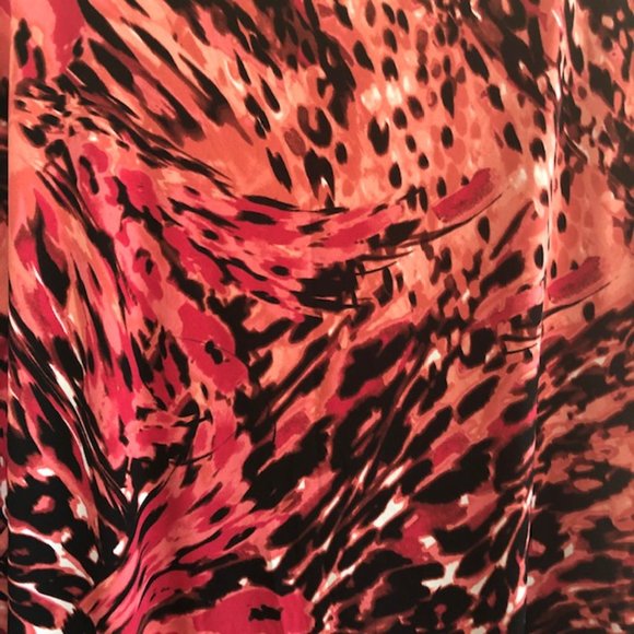 Jennifer Lopez Plus 1X Wrap Animal Print Coral Fuchsia Ruched Surplice Blouse - Picture 12 of 16